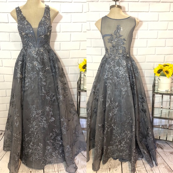 Aidan Mattox sleeveless fit and flare special occasion floral ball gown - Picture 2 of 6